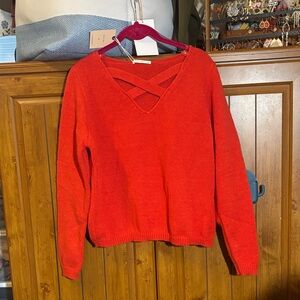 NWT Active Basic V-Neck Sweater in Vibrant Burnt Orange Size Large